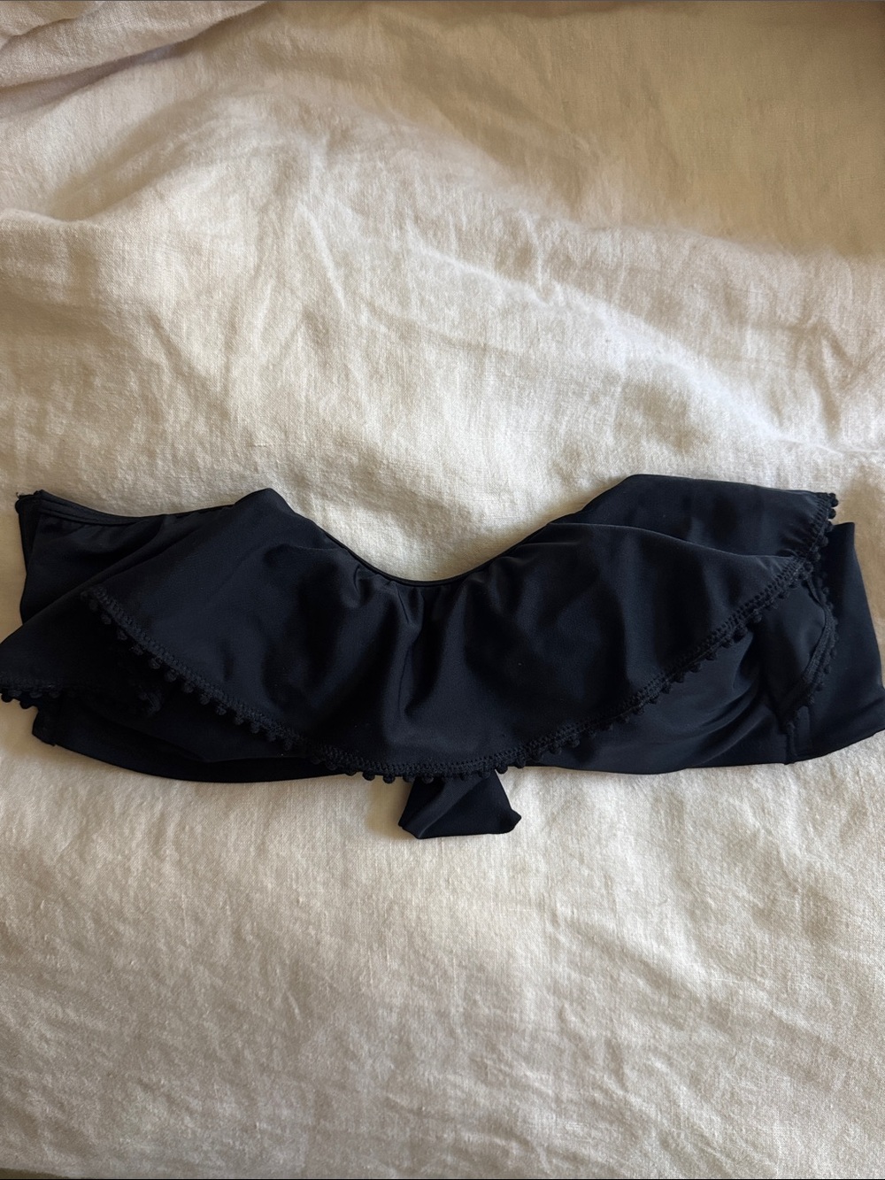 Hollister Black Ruffle Bandeau Bikini Top